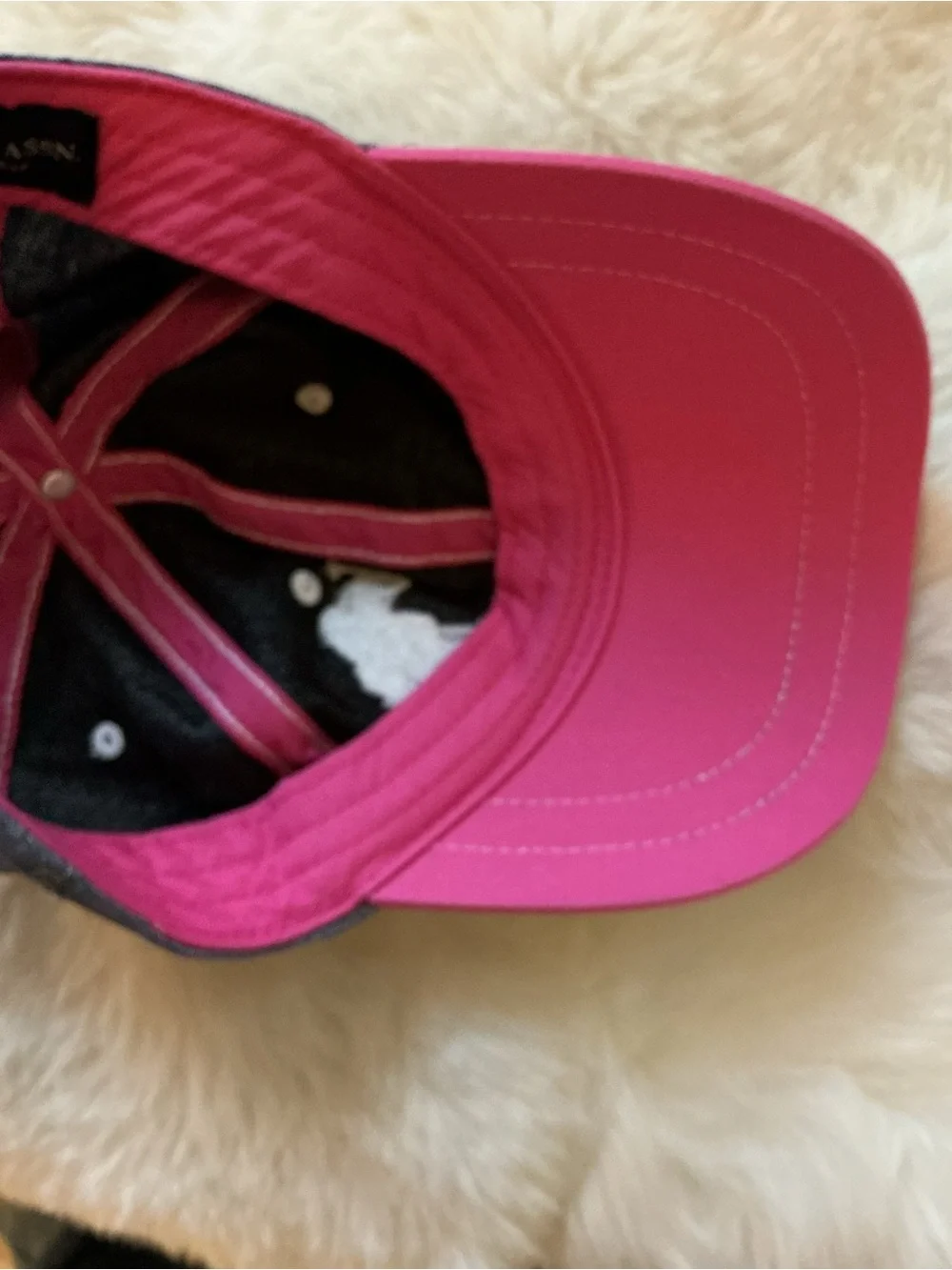 U.S. Polo Assn. Chambray Blue Baseball Cap Pink Trim Adjustable Cotton Hat EUC